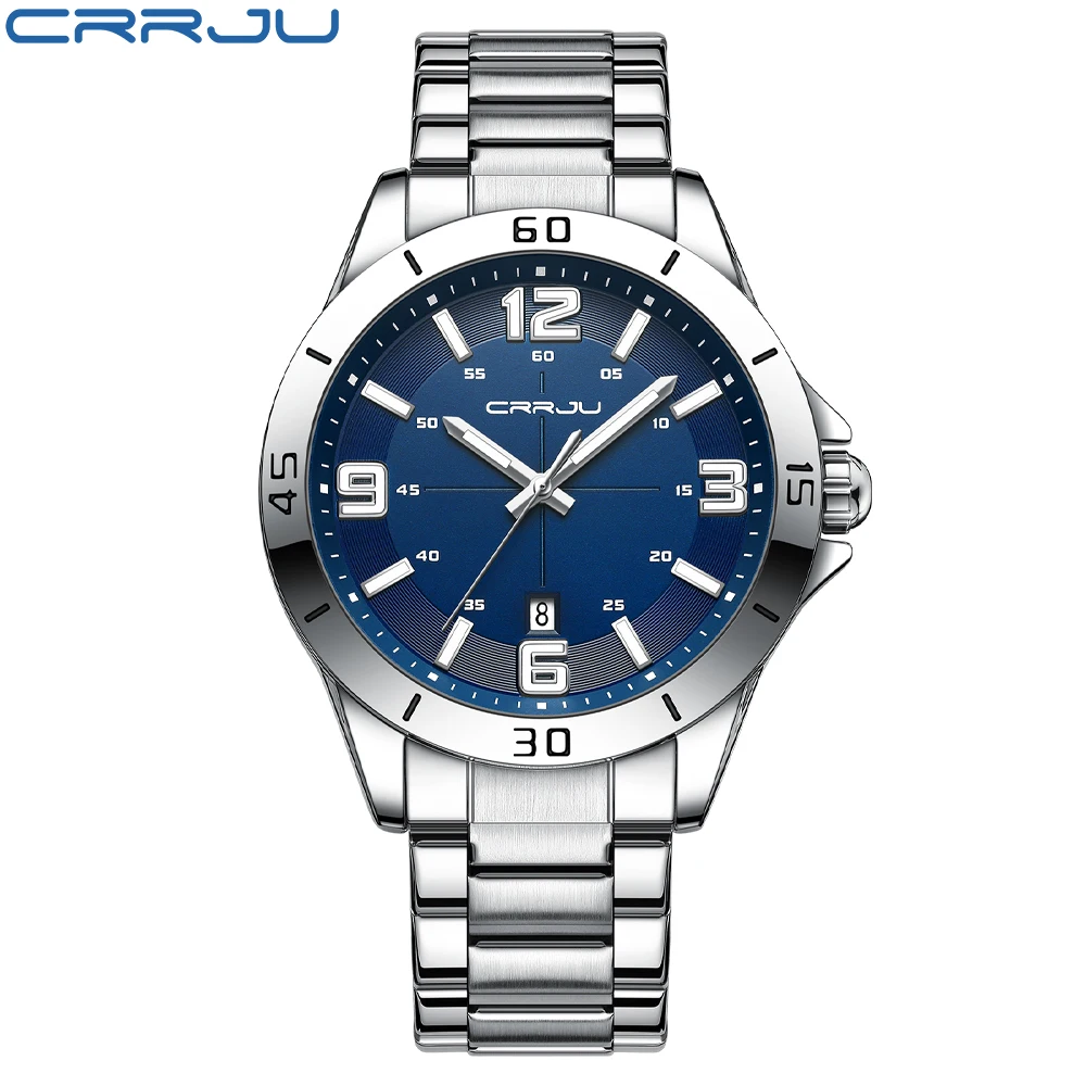 CRRJU Fashion New Men Watch Quartz Stainless Steel Luxury Wristwatch with Date Business Casual Watch relogio masculino