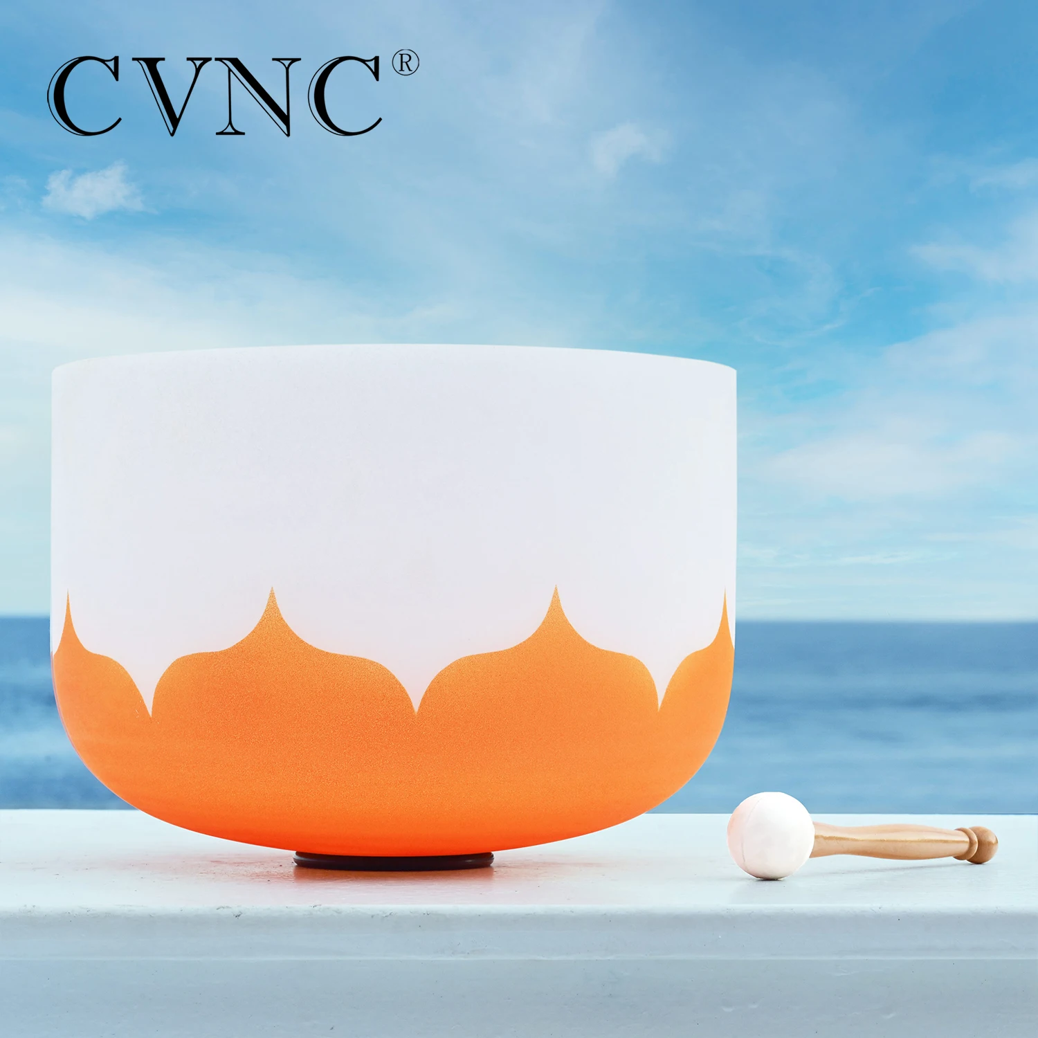 CVNC-Crystal Singing Bowl with Lotus Flower Design, Chakra Instrument for Sound Healing, Deep Relaxation, 12 inch