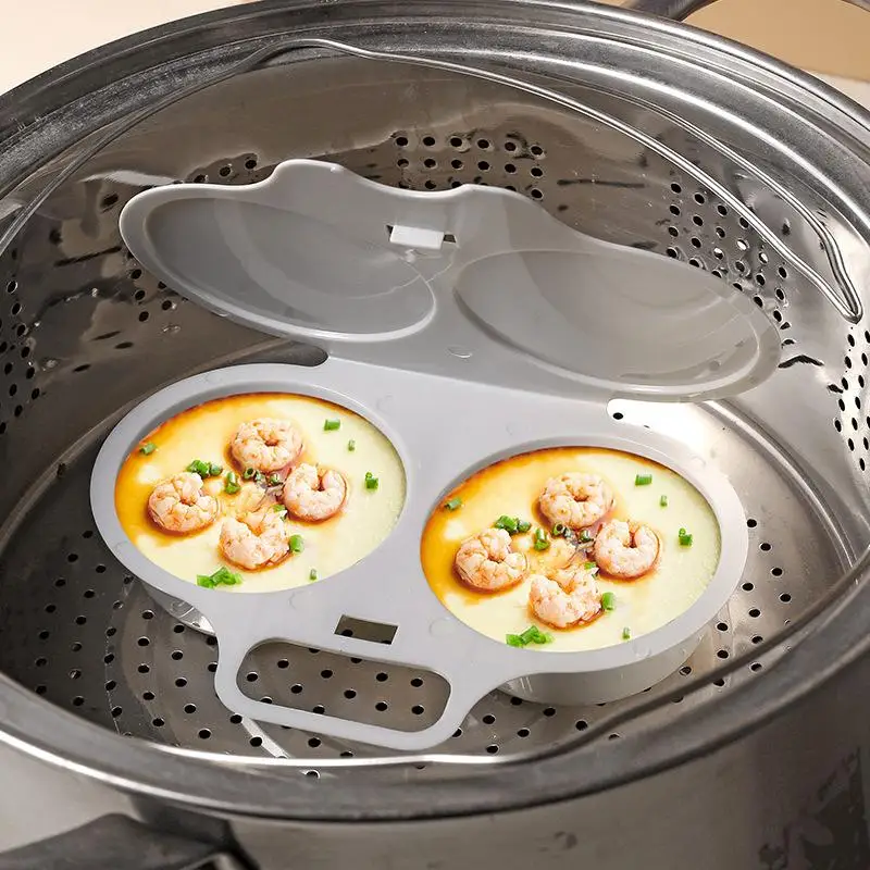 Microwave Egg Poacher 2 Cavity Food Safe Egg Cooker Mold Portable for Dorm Office Breakfast Making