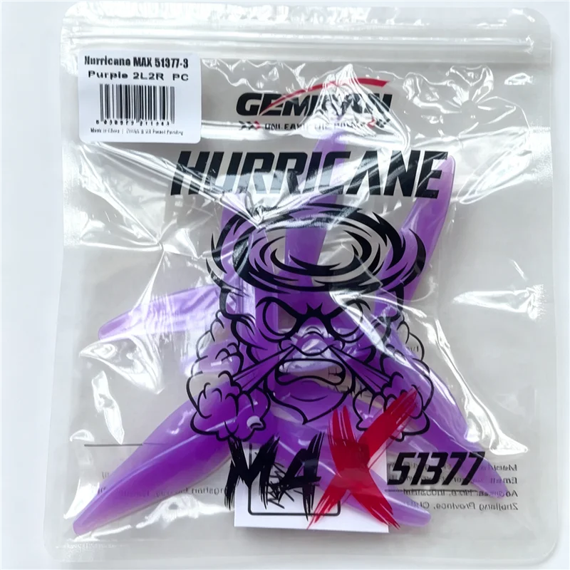 Gemfan Hurricane Max 51377 5‑Inch 3‑Pitch 3‑Blade PC Propeller, M5 Hole 10 Pairs 10CW+10CCW Bulk Set for 2207 2100KV FPV Quad