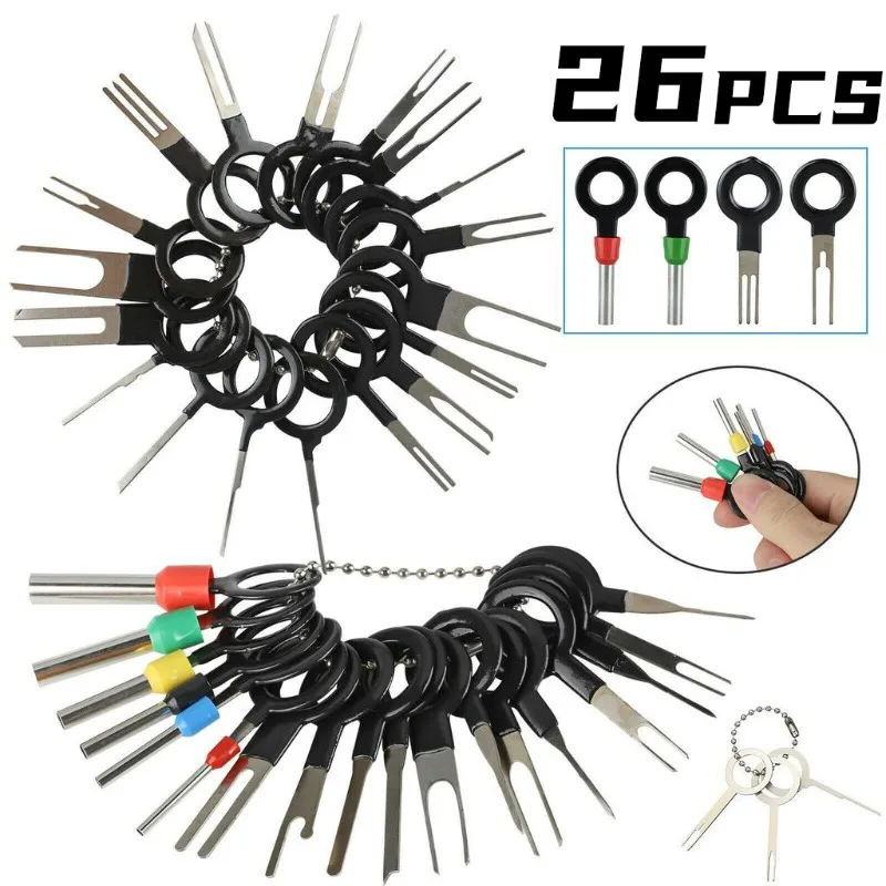 

11/18/26Pcs Car Terminal Removal Repair Tools Electrical Wiring Crimp Connector Pin Extractor Kit Keys Automotive Plug Pullers