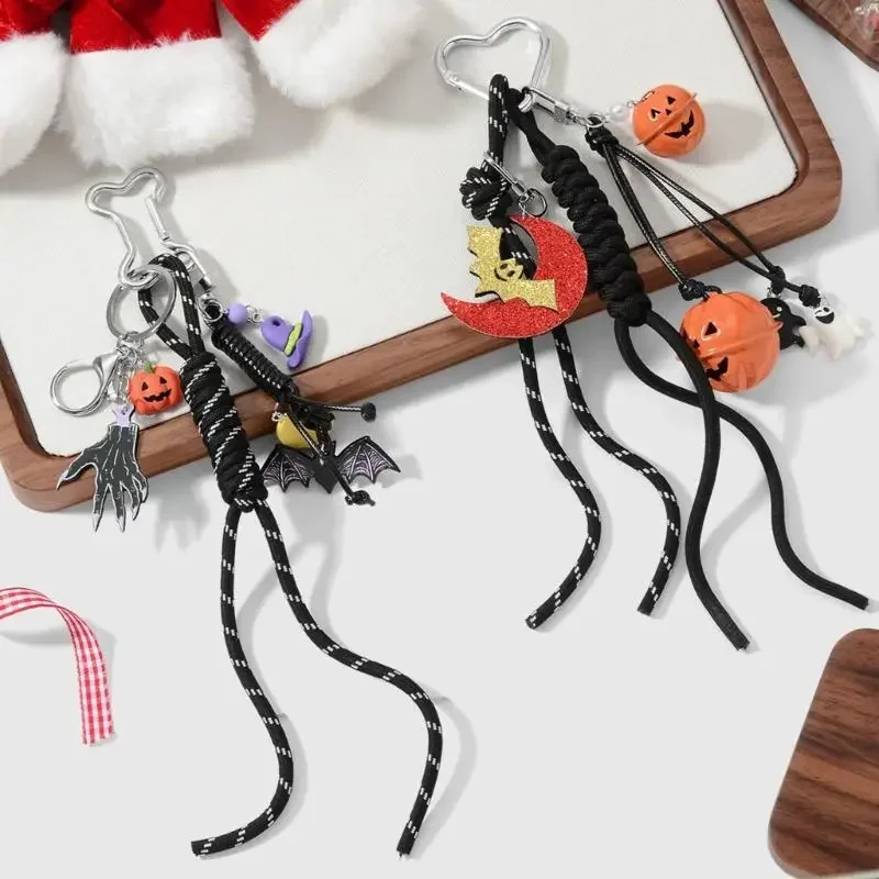 

Gothic Pumpkin Bat Skeleton Hand Keychain Bag Decors Alloy Halloween Party Accessory Charm 15UB