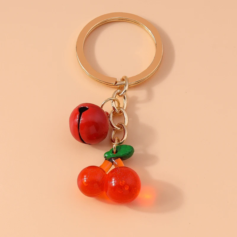 Cute Resin Simulation Fruit Cherry Keychain Chilli Key Ring Pendants for Women Girls Handbag Accessories DIY Jewelry Gift
