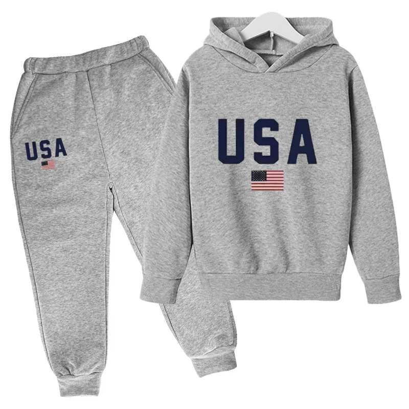 

American Flag Children's Printed Hoodie Boys Girls Spring Leisure Outdoor Hoodie 4T-14T