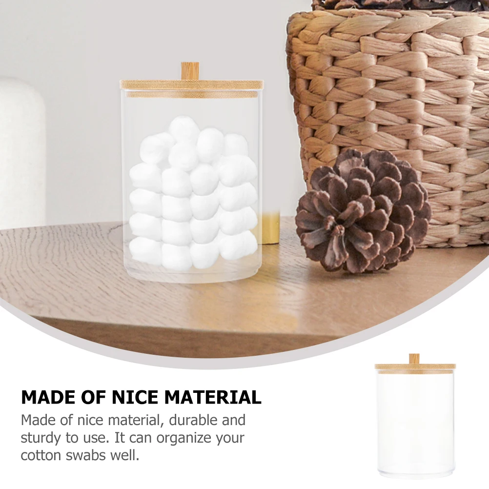 

3pcs Acrylic Storage Boxes Small Size Brown Bamboo Lid Cotton Swab Holders Bathroom Jars Containers For Balls Pads Toothpicks