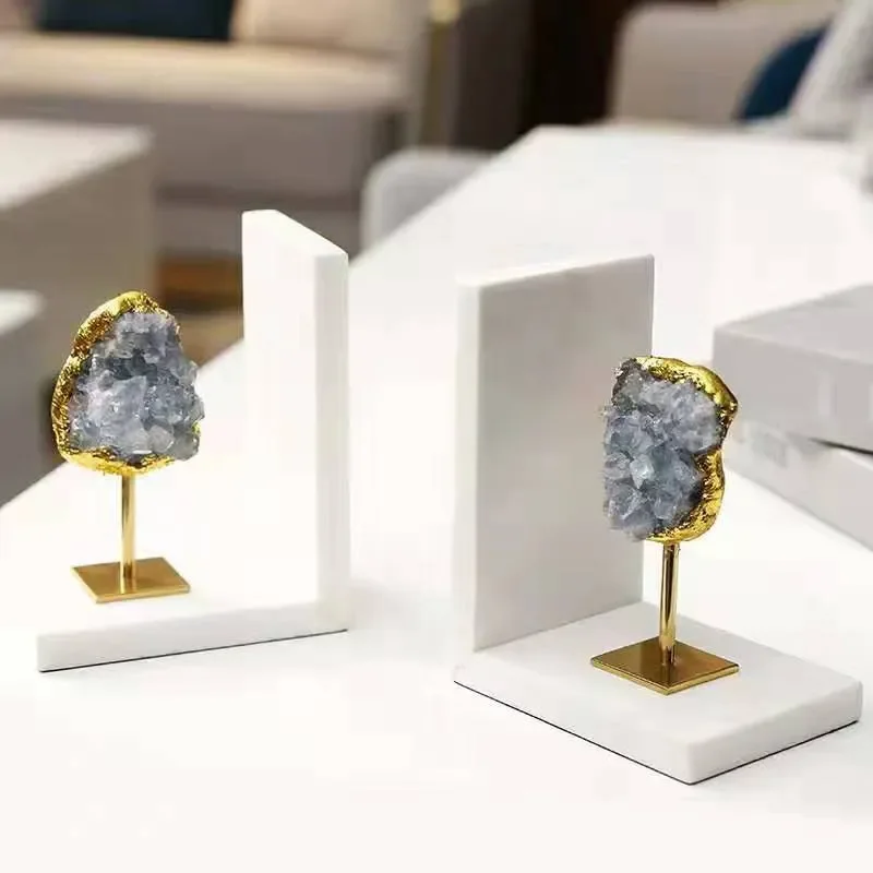 Nordic Marble Bookends Heavy Duty Desktop Book Holder Modern Home Office Desk Organizer Decorative Study Room Accessories