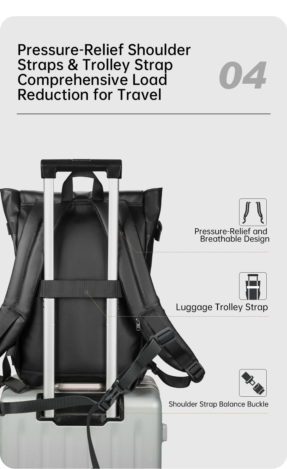 Tigernu Herren Rucksack Jugend Schulrucksäcke Mode Kabinenrucksack für Männer 15,6 Zoll Laptop Rucksäcke Reise Mochilas Rucksack – Detail 9
