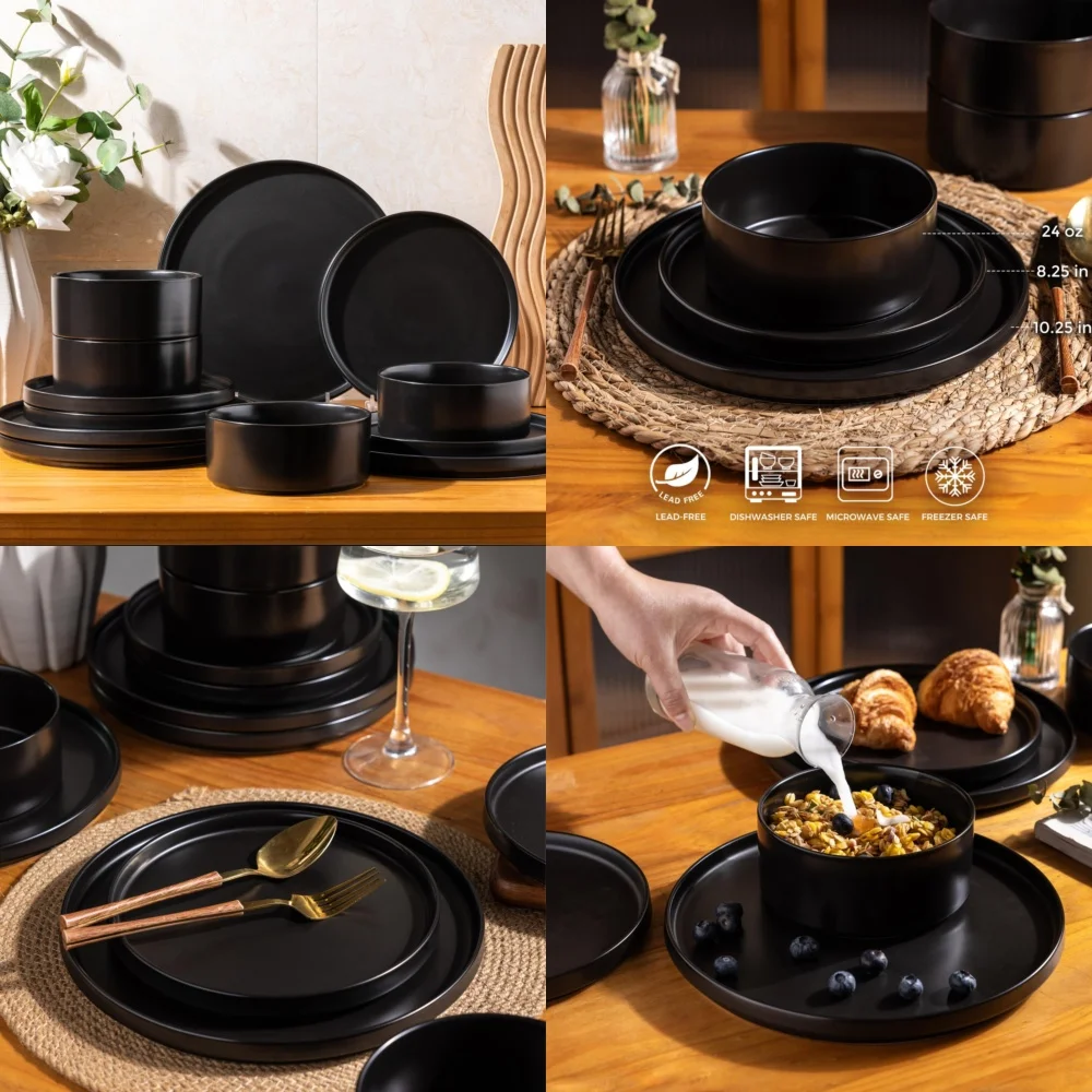 

Ceramic Tableware SetCeramic Dinnerware Set of 4 Stoneware Plates and Bowls Scratch Resistant Durable Tableware for Everyday Use