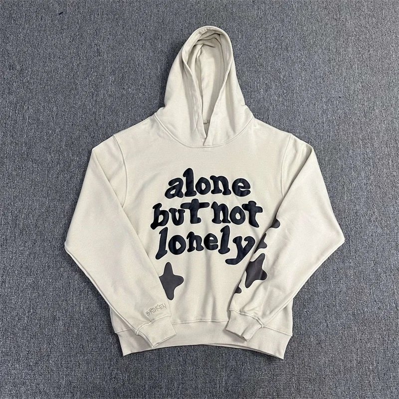 

Apricot BROKEN PLANET High-Quality Hoodie Letter Foam Printed Mens Womens Oversized Casual Street Hooded Sweatshirt