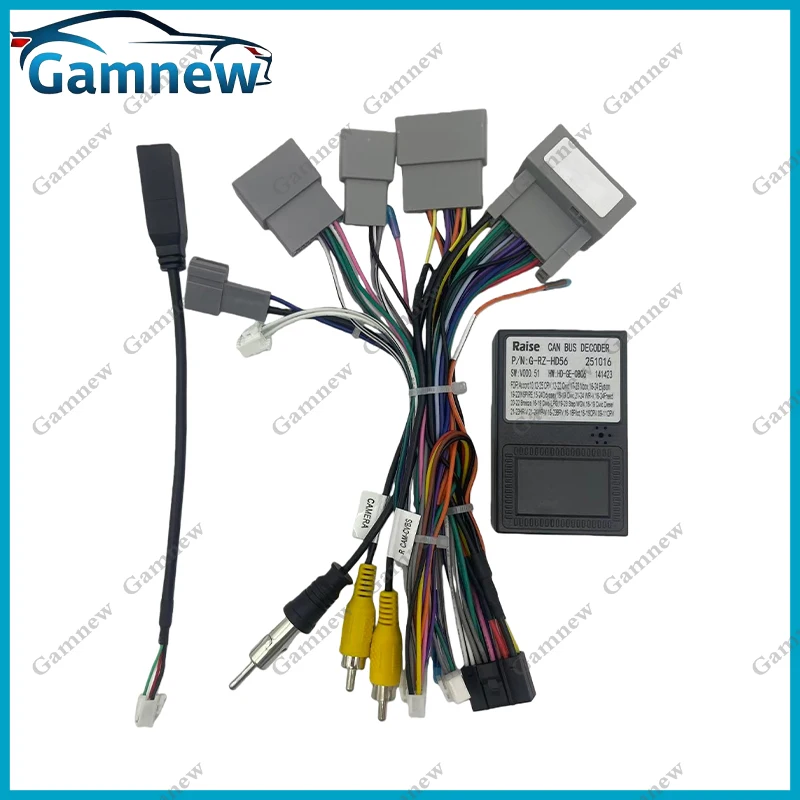 Gamnew Car 16pin Audio Wiring Harness With Canbus BOX For Honda CRV 2.4L Stereo Installation Wire Adapter
