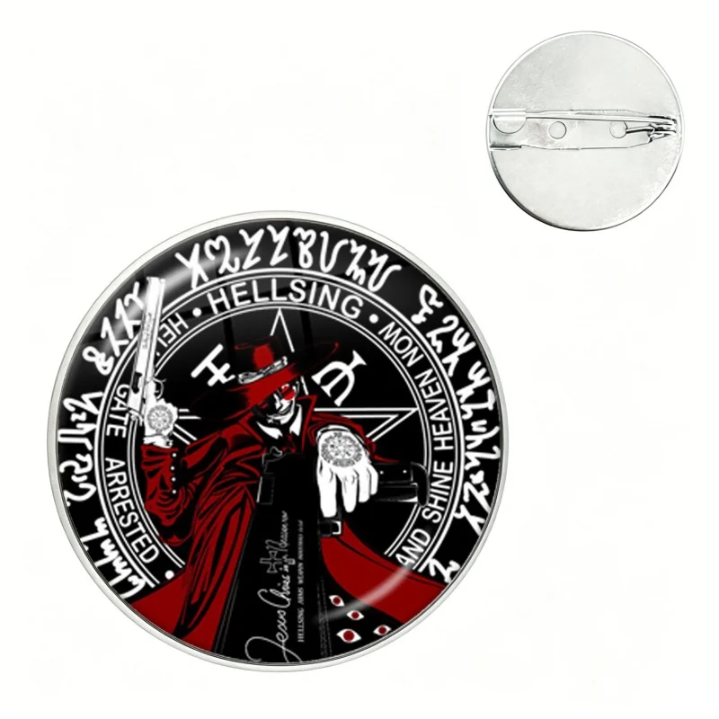 Anime Hellsing Ultimate Pin Glass Dome Brooches Shirt Lapel Bag Cute Badge Cartoon Pins For Lover Girl Friends