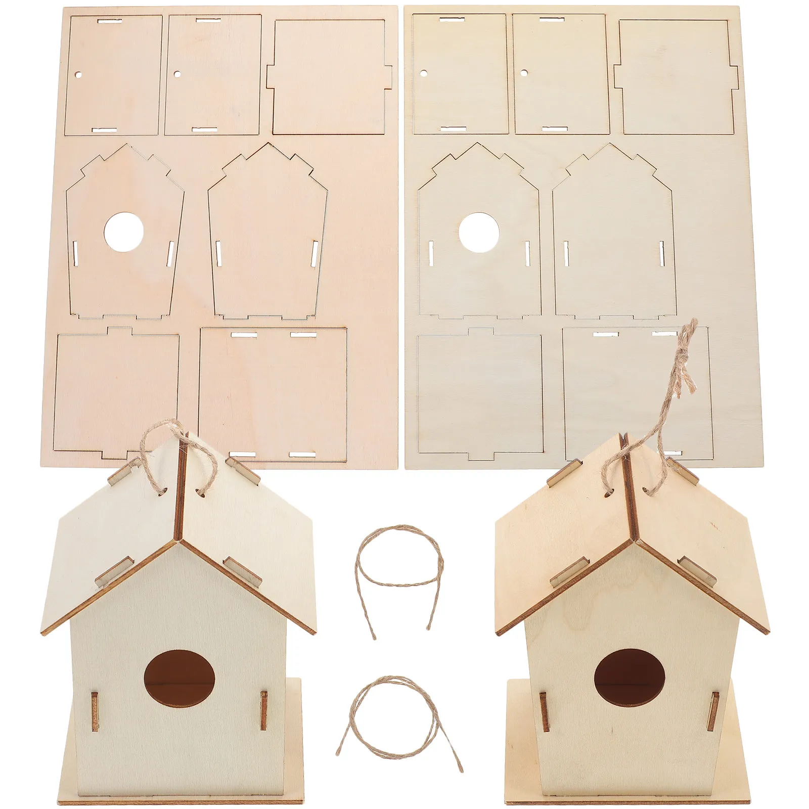 

Набор из 4 деревянных домиков для птиц, неокрашенные, из натурального дерева, для детского творчества, декоративные подвесные клетки для птиц, для дома и свадебного декора