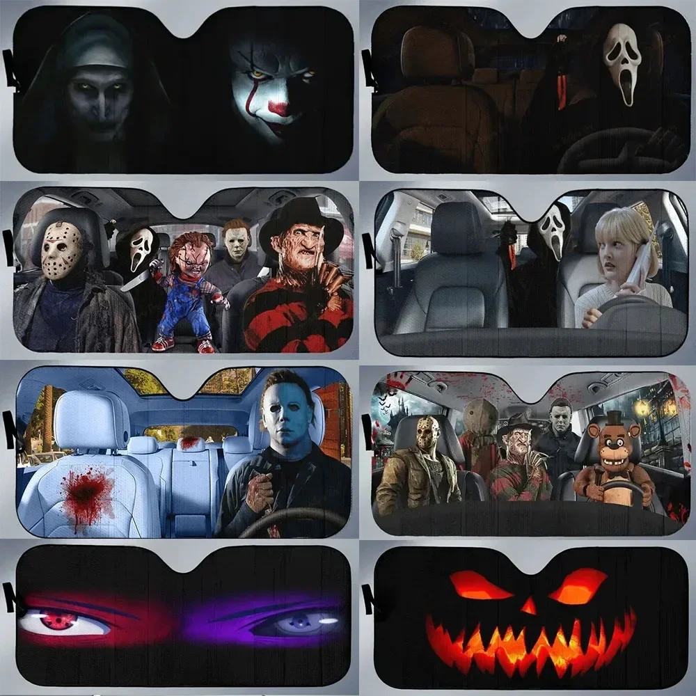 Automotive Universal Personalized Foldable Car Windshield Sunshade for Horror Movies 3D Printing Protection of Car Interior Hall