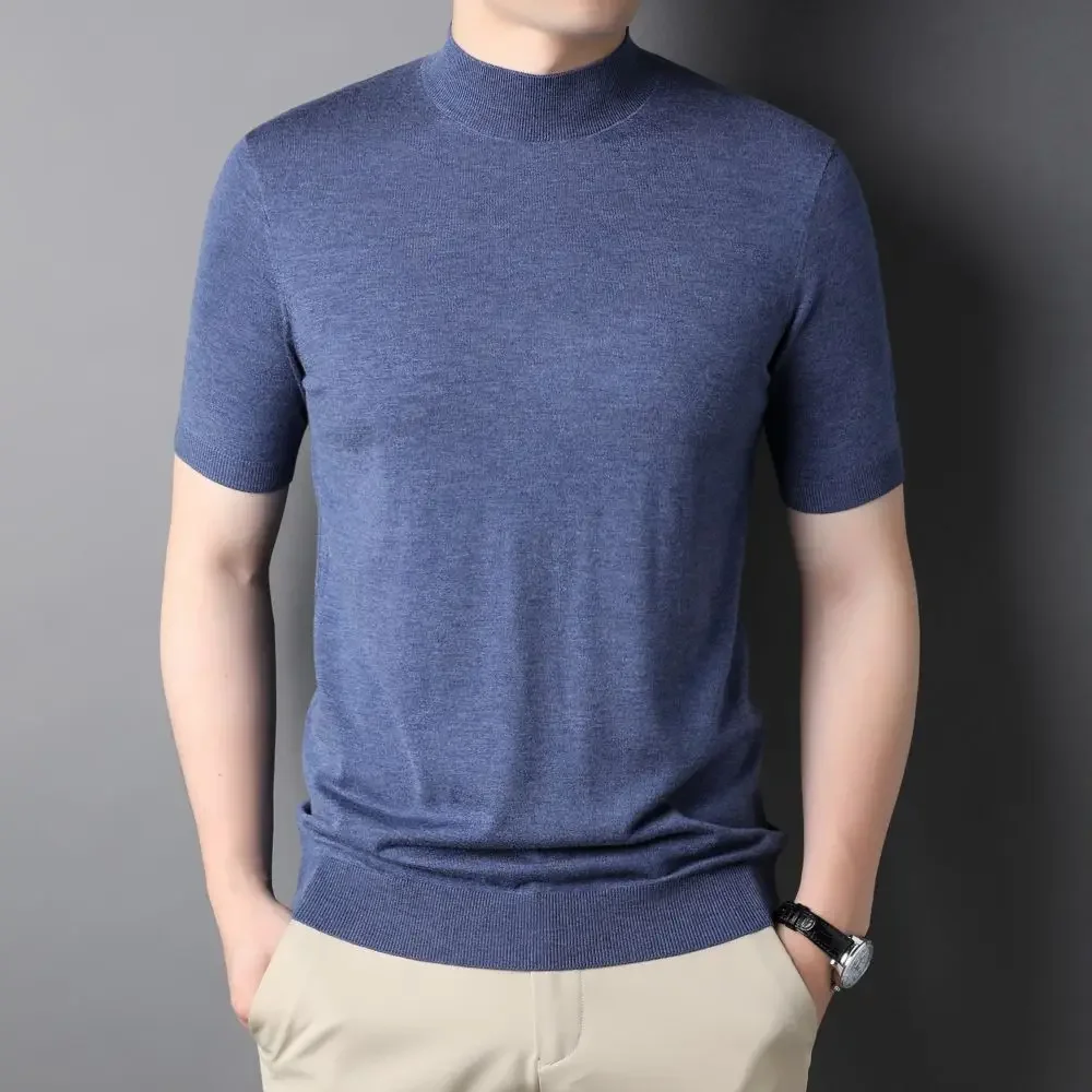 Men's Pure Color Soft Round Collar Short Paragraph Sweater Contracted Elastic Jumper Hot Style Fashion Autumn Top S6117