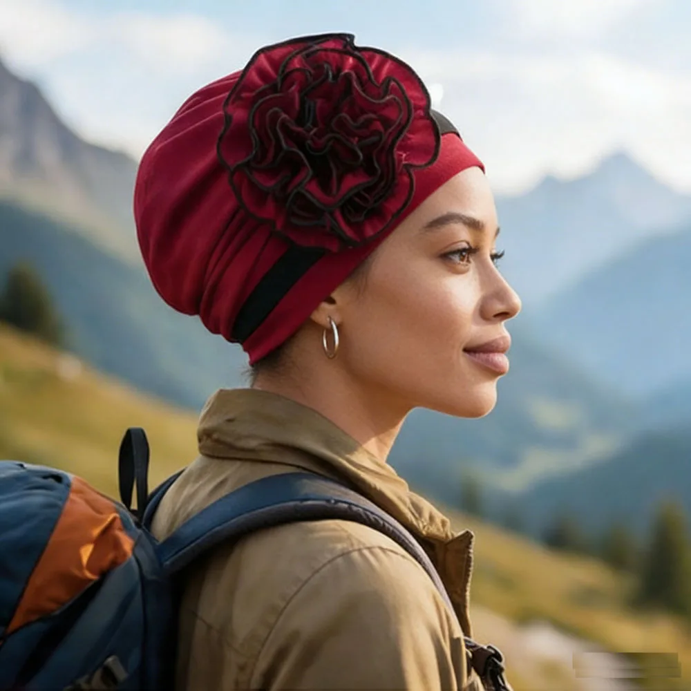 

Цветочный тюрбан, мусульманский внутренний хиджаб, шапка, женская шапка для химиотерапии, повязка на голову от выпадения волос, шапочка, индийская шляпа, головной убор, Turbante Mujer