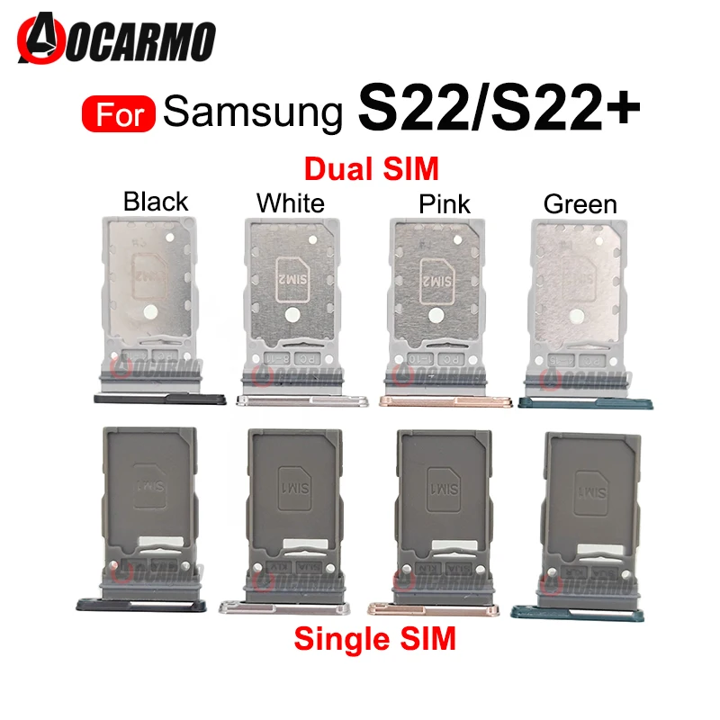 Single Dual SIM Card For Samsung Galaxy S22 Plus S22+ Sim Tray Card Slot Holder Replacement Parts