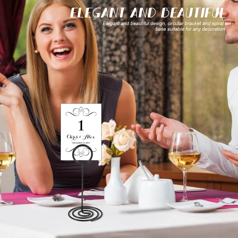 24 Pack Table Number Holder Wedding Table Name Card Holder Clips Picture Memo Note Photo Stand (Black)