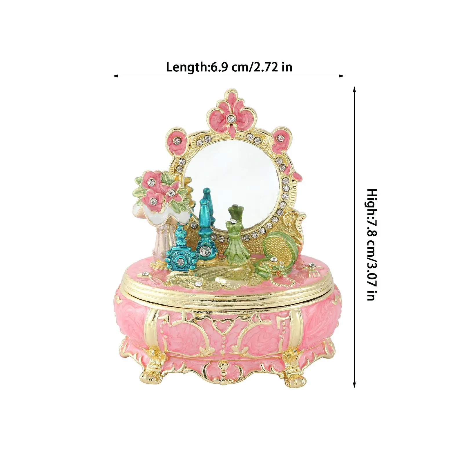 

Enameled Trinket Jewelry Box Dressing Table Design Wedding Women Handcraft Desktop Collectible Unique Gift Elegant Decoration
