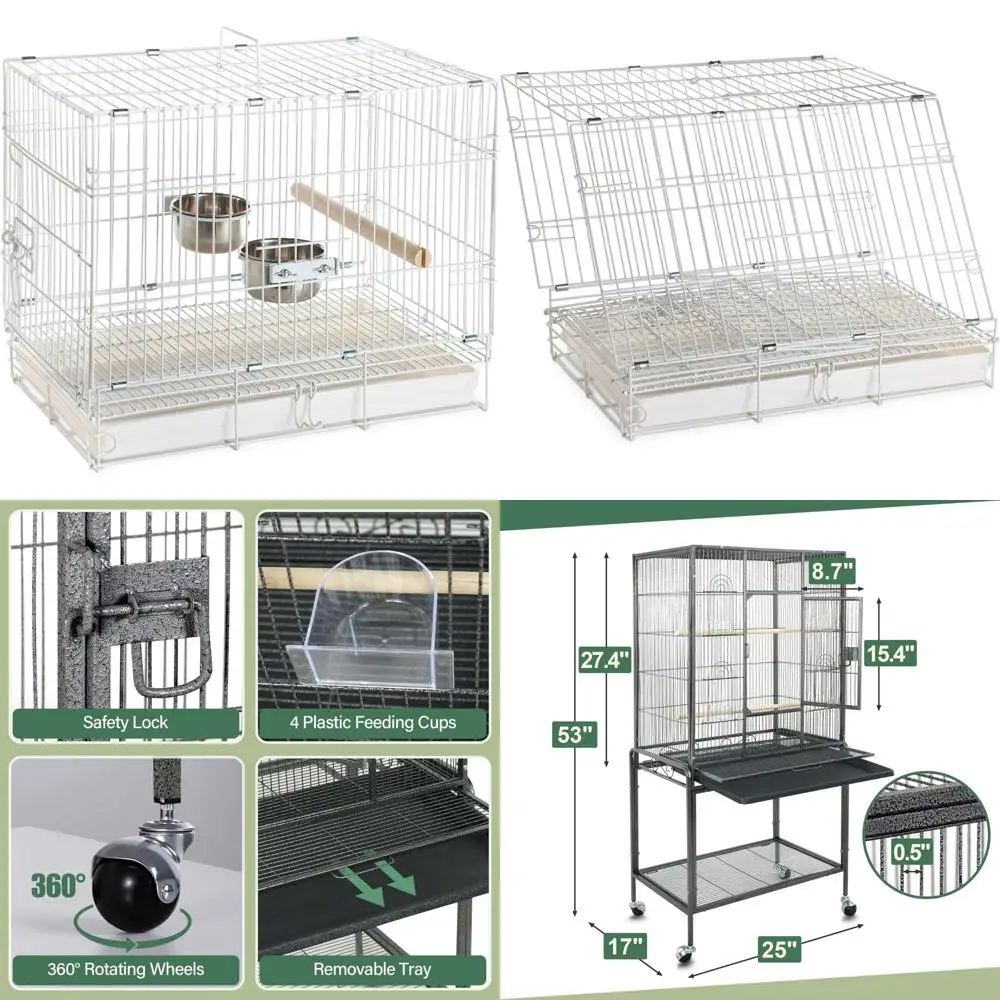 

20-дюймовая белая дорожная клетка для птиц, ширина 12,5 дюймов и высота 15,5 дюймов, портативный авиаанский корпус для домашних птиц