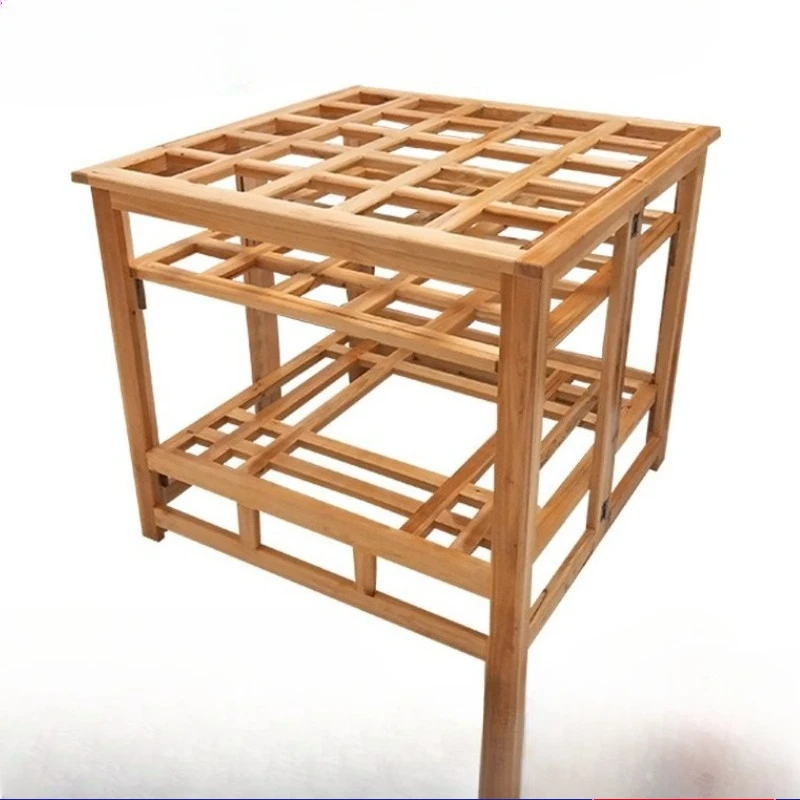Mesa de fuego de madera maciza de gran tamaño, estante cuadrado plegable multifuncional para secado de ropa, calefacción para comer y escribir, 80