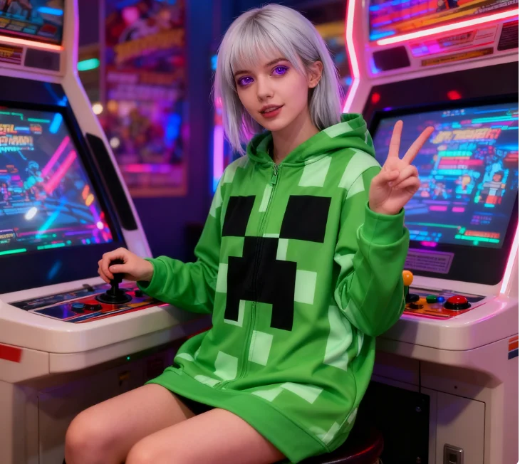 Kostium Cosplay MC z Gry Zielony Uroczy Płaszcz w Kratę Dziewczęce Codzienne Komplety Kurtka Ubrania Świąteczne Strój na Halloween dla Dzieci i Dorosłych