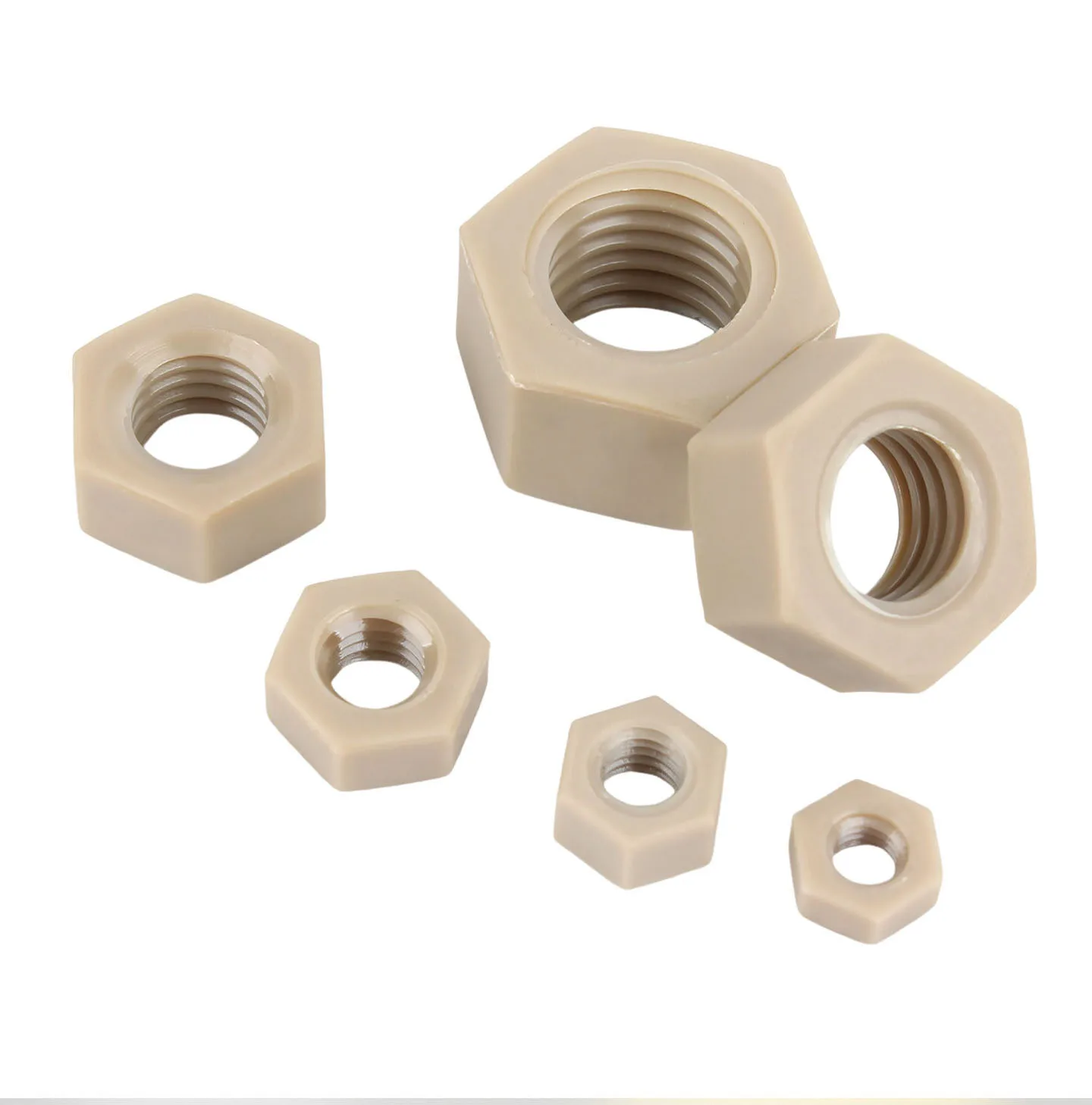 M2, M2.5, M3, M4, M5, M6, M8, M10, M12, M14, M16, M18, M20 PEEK High-Strength, High-Temperature-Resistant Insulated Hex Nuts