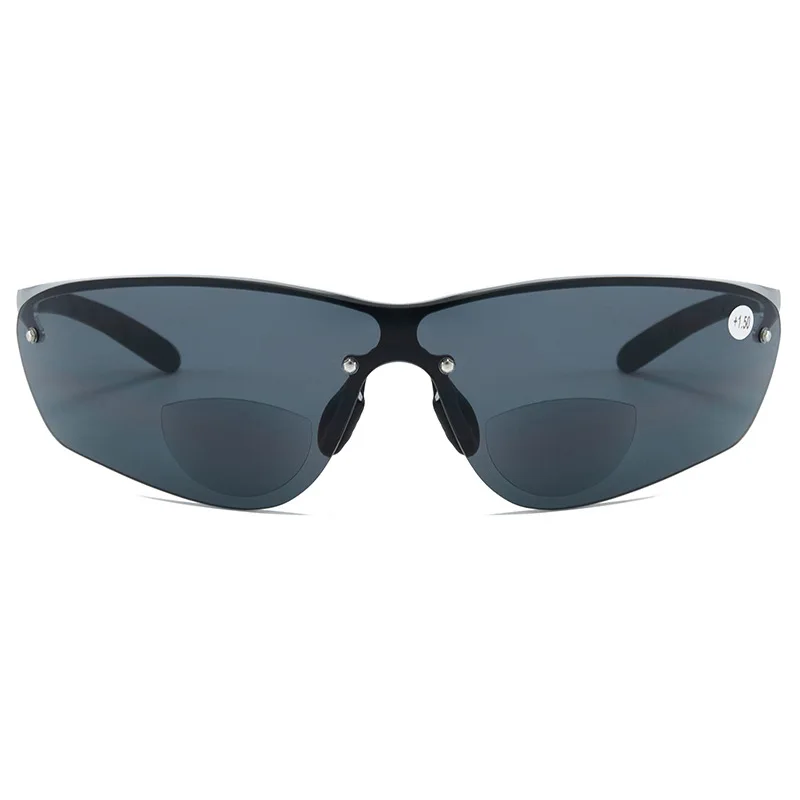 Rimless Bifocal Sunglasses for Men +1.0~+3.0 Diopter UV400 Sports Reading Glasses Outdoor Driving Fishing Anti-Glare Sun Readers