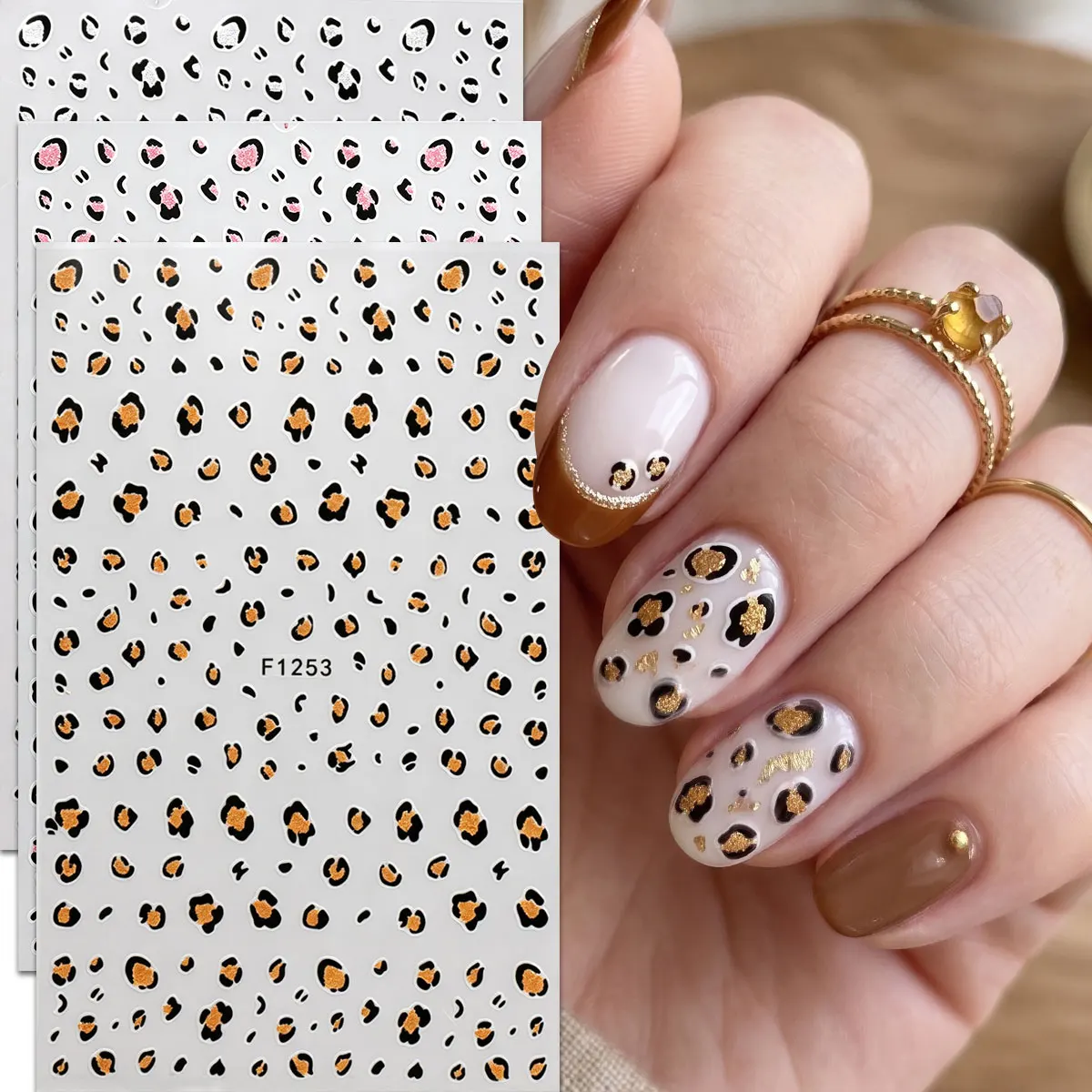 2/3 Multicolor Fine Glitter Leopard Print Cheetah Nail Art Decal Y2K Wild Retro Style Nail Decoration Nail Art Supplies