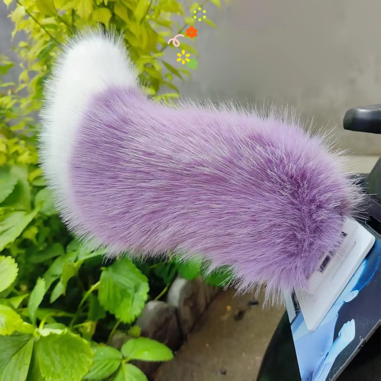Cute Plush Car Wagging Tail Electric Tail with Remote Control Self-Adhesive Rechargeable Plush Animal Dynamic Tail