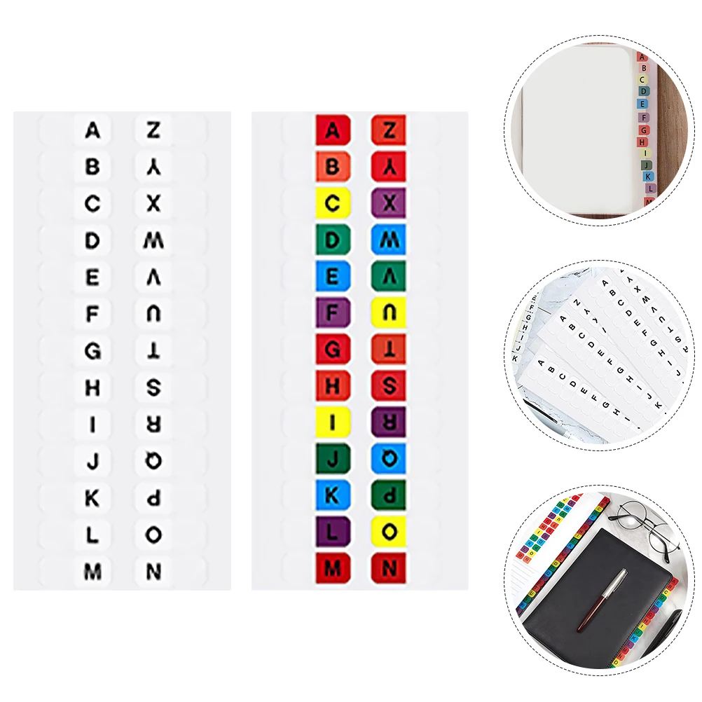 

20 Sets Sticky Alphabet Tabs A-Z Letter Page Markers Self Adhesive Colored Index Tabs For Notebook Dictionary Binder Notepad