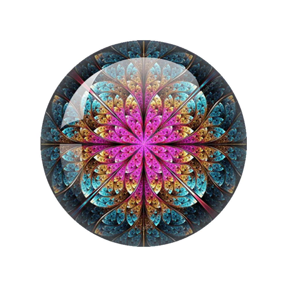 Fashion Colorful Abstract Mandala Art Pattern 12mm/14mm/18mm/20mm/25mm Round Photo Glass Cabochon Demo Flat Back Making Findings