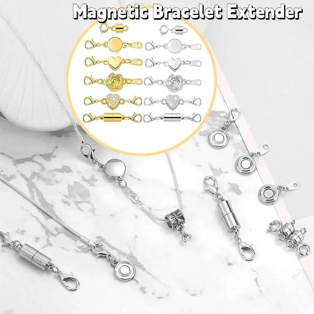 

12Pcs Gold/Silver Magnetic Bracelet Extender Double Head Lobster Magnetic Locking Jewelry Converters Clasp Jewelry Making DIY