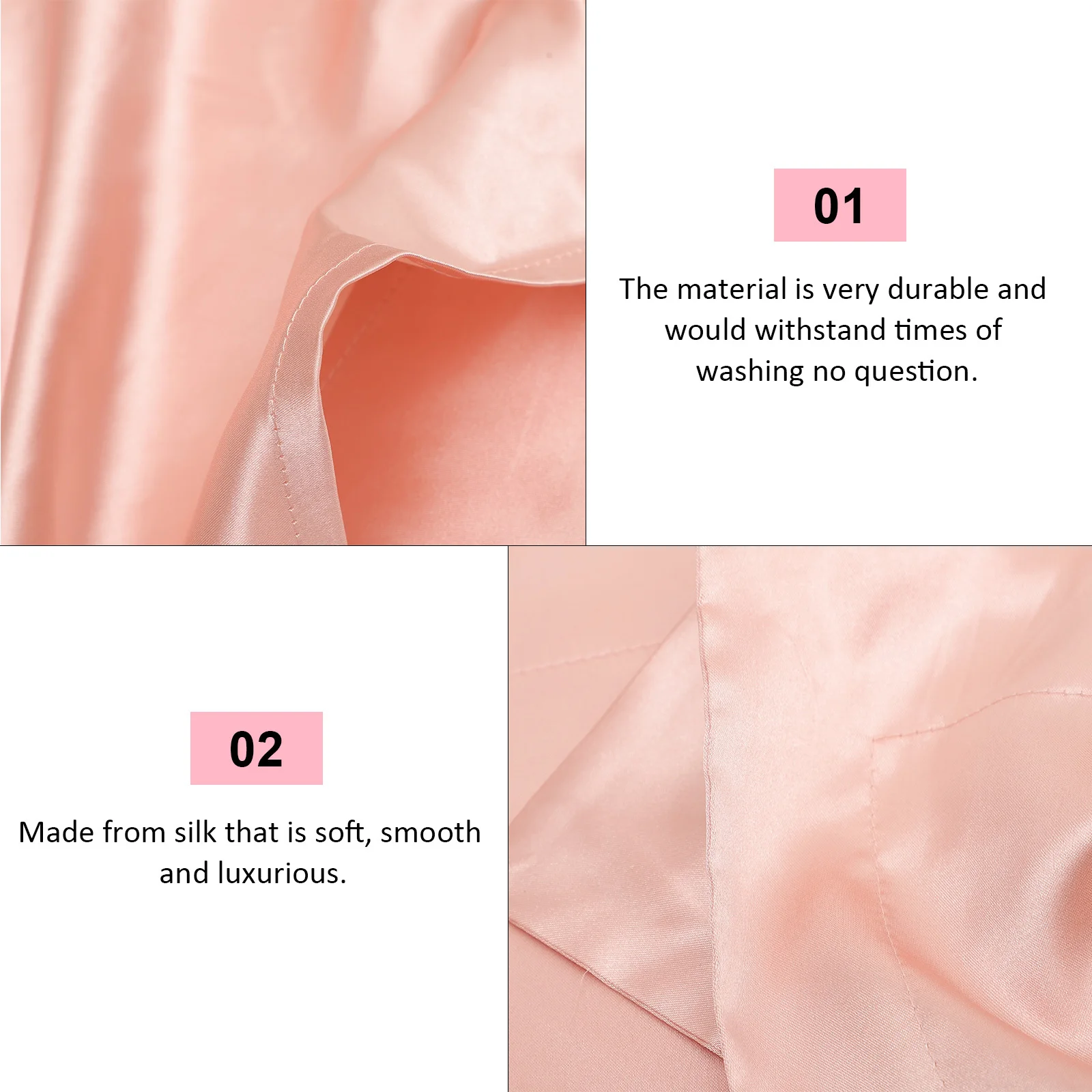 

2Pcs Ice Silk Pillowcase Queen Standard Soft Plain Color Pillow Cover Smooth Silk Pillow Case Pink