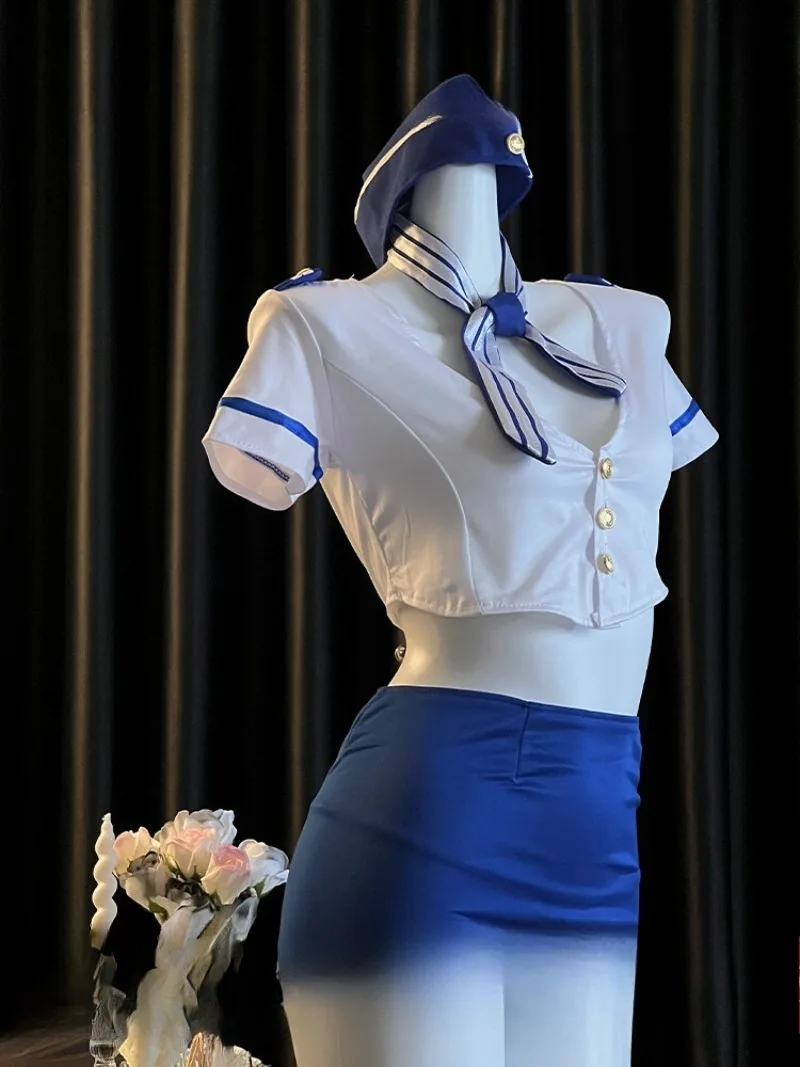 여성을 위한 전문 항공 승무원 유니폼, 섹시한 초단기형 몸에 꼭 맞는 드레스, 순수한 욕망 유혹 란제리, 매혹적