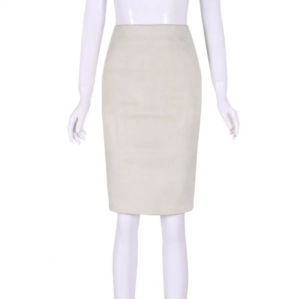 

Versatile High Waist Skirt High Waist Women's Pencil Skirt Stylish Suede Back Slit Knee-length Design High Waist Skirt
