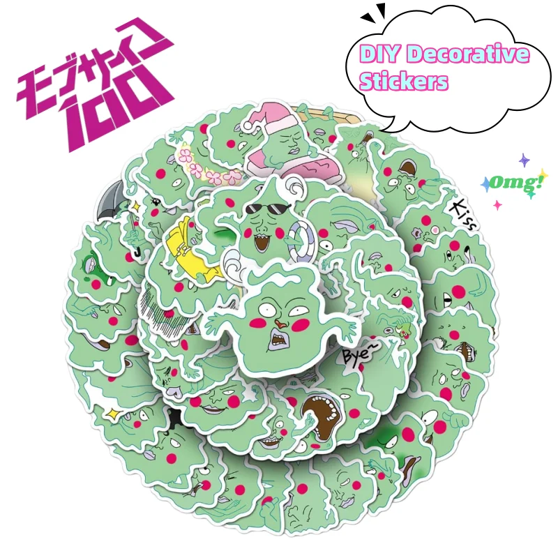 Mob Psycho 100 Dimple Expression Taschenaufkleber Hochwertige Farbgebung Animation Cartoon Niedliche Kopfhörer Notizbuch DIY Wasserfeste Aufkleber