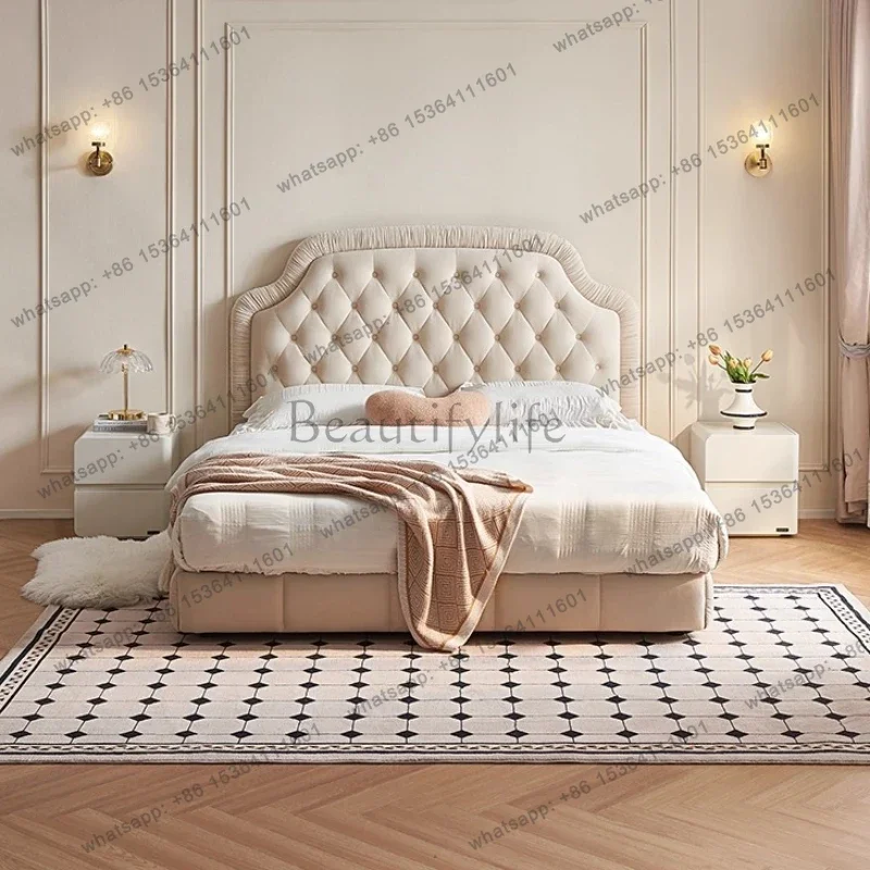 Modern Luxury Flannel Bed 2 People Double Beds Home Bedroom Furniture Bed Bases Frames Queen Beds Frame