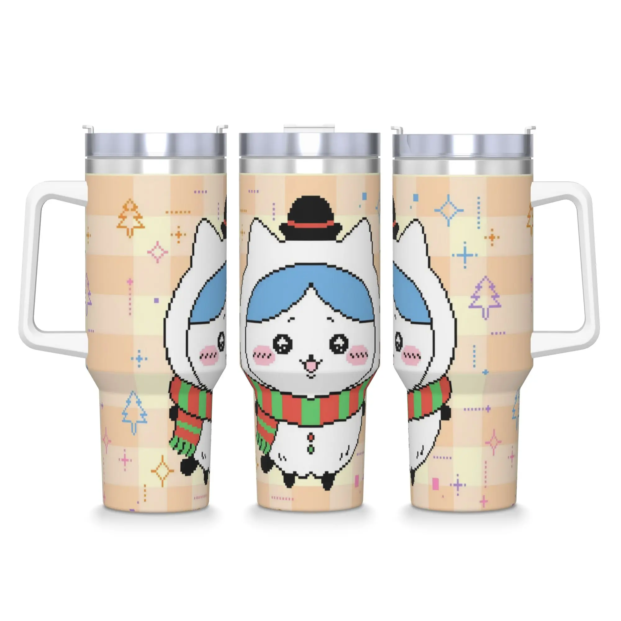 Stainless Steel Tumbler Chiikawas Cute Pixel Thermal Mug  Heat Preservation Cold Drink Mugs Cup Beach Water Bottle