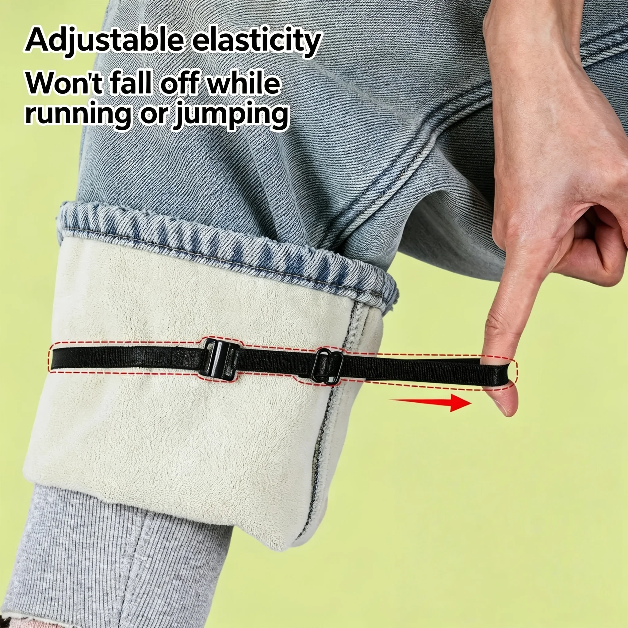 2Pcs Invisible Leg Shortening Straps,Adjustable No-Sew Hidden Non-slip Pants Edge Bands, Anti-drag Pants Hem Fixing Device
