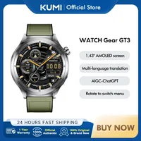 Watch Gear GT3 Smartwatch with Rotating Crowns, AMOLED 1.43” HD Display, AI Voice Assistant, Music Playback, 100+ Sports Modes
