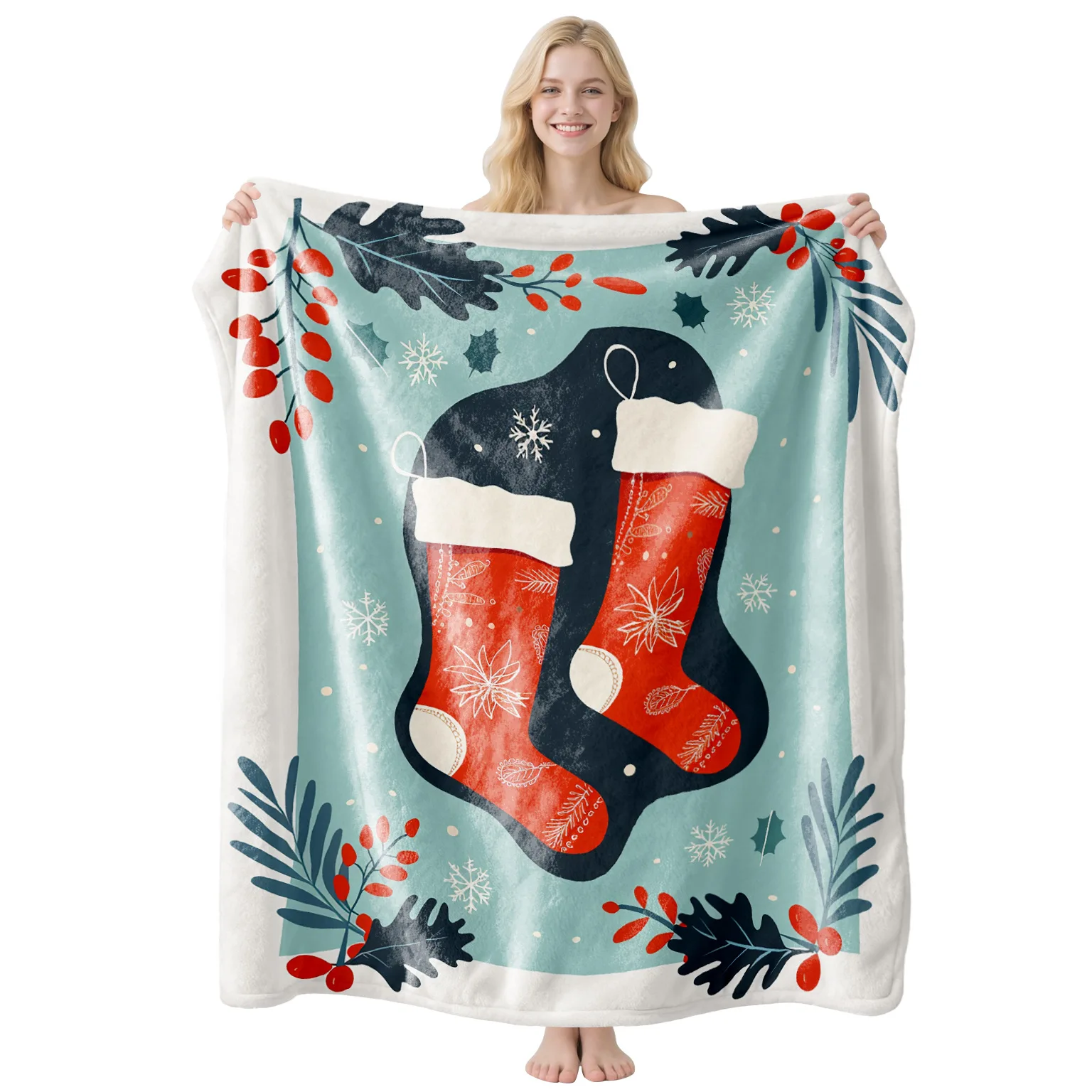 

Christmas Party Essential - Flannel Blanket with Candy Cane Print, Warmth for Outdoor Events