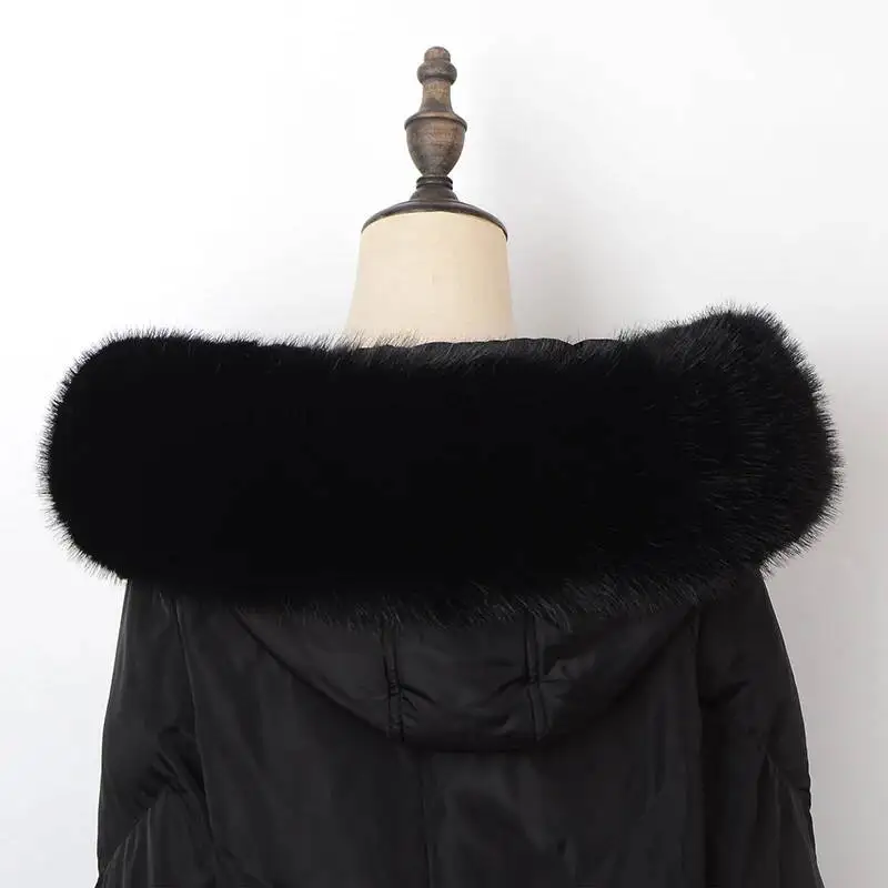 Winter Coat Fur Collar Faux Fur Trim Hoodie Fur For Hood Collar Decor Fake Fur Scarf Women Furry Scarves Shawl Detchable DIY view 4