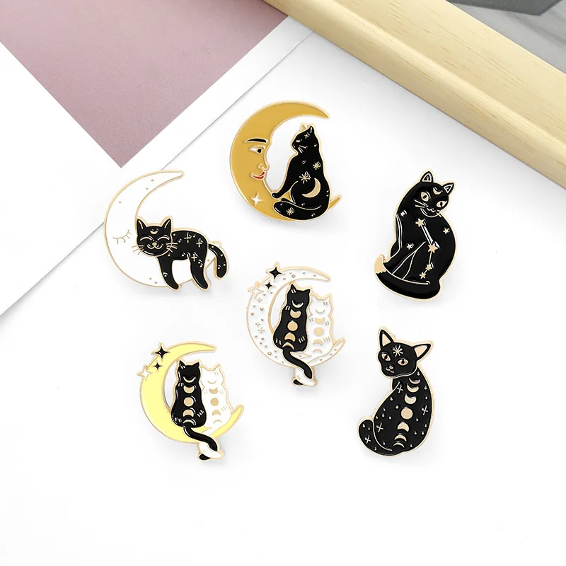 Alfinetes de lapela para mochilas Acessórios de crachá de metal Broches decorativos Animal bonito dos desenhos animados do gatinho