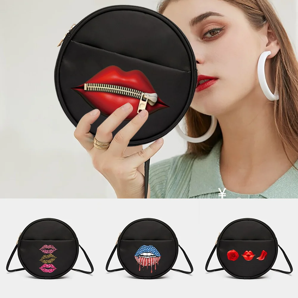 Womens' Messenger Bag Fashion Trend Mouth Series Pattern Mini Round Messenger Shoulder  Crossbody Bag Top-Handle Bags Satchels