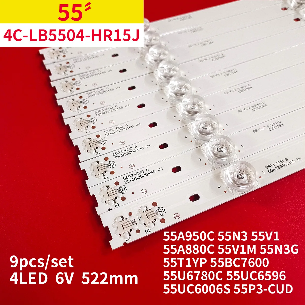 

LED Backlight Strip for TCL L55P3CUS LVU550ND1L cd9w27 55BC7600 55U6780C 4C-LB5504-HR17J HR18J 55HR330M04A5 V4