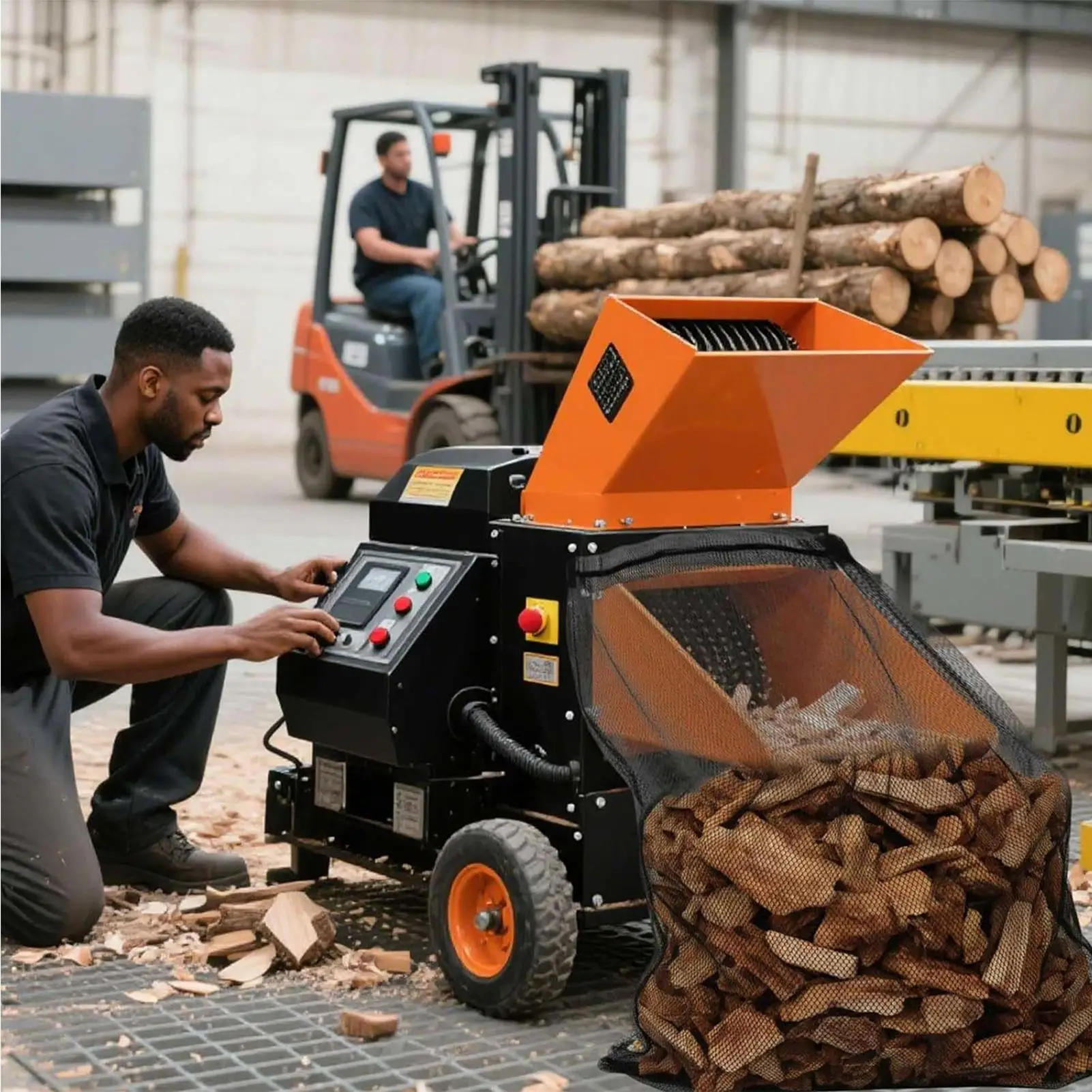 

Wood Chipper Collection Bag Mesh Tote 48.43x23.62 Inches Mulcher Bag For Outdoor Backyard Garden Lawn Landscaping Work Cleanup