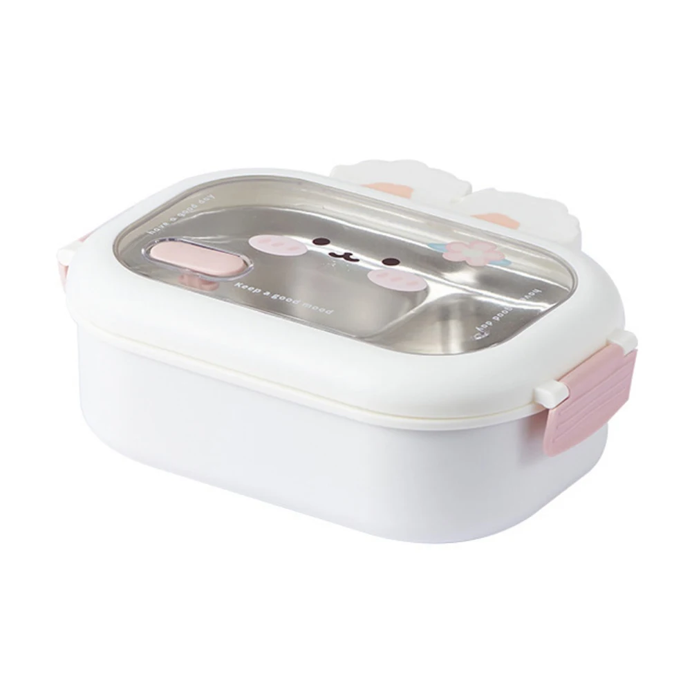 Family Lunch Box Cute Bunny Lunch Box For Picnic For Commute PP Components Transparent PET Lid Leak-proof Seal