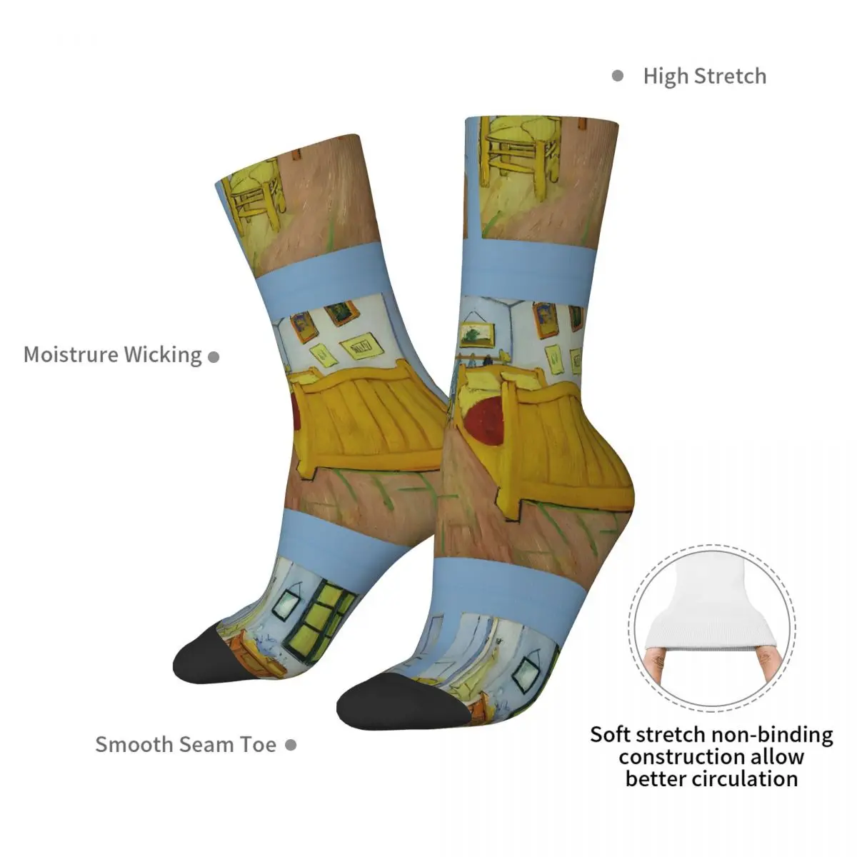 Calcetines Van Gogh para dormitorio en Arles, medias coreanas, calcetines antideslizantes de invierno para hombre, calcetines deportivos cómodos estampados para correr