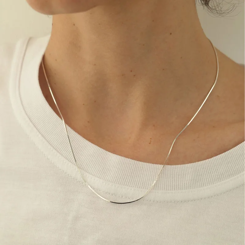 S925 Sterling Silver Square Snake Bone Clavicle Chain For Women Creative Temperament Luxury Simple Birthday Jewelry Fine Gifts