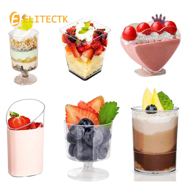 50pcs Mini Disposable Cups Pudding Jelly Mousse ice cream Cup Appetizer Bowl For Home Dessert Shop Food Container plastic cups